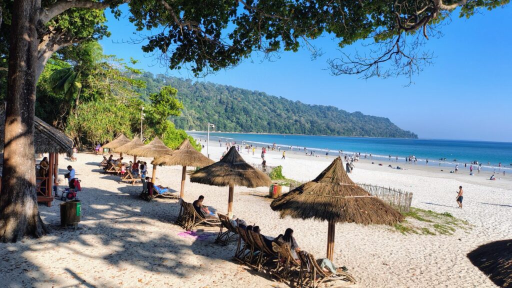 Beachside huts and relaxing chairs at Barefoot at Havelock – luxury stay experience on Havelock Island, Andaman