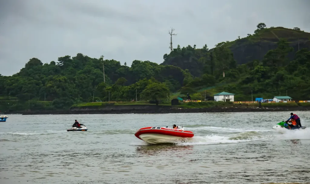 Speedboat at corbyn's cove beach