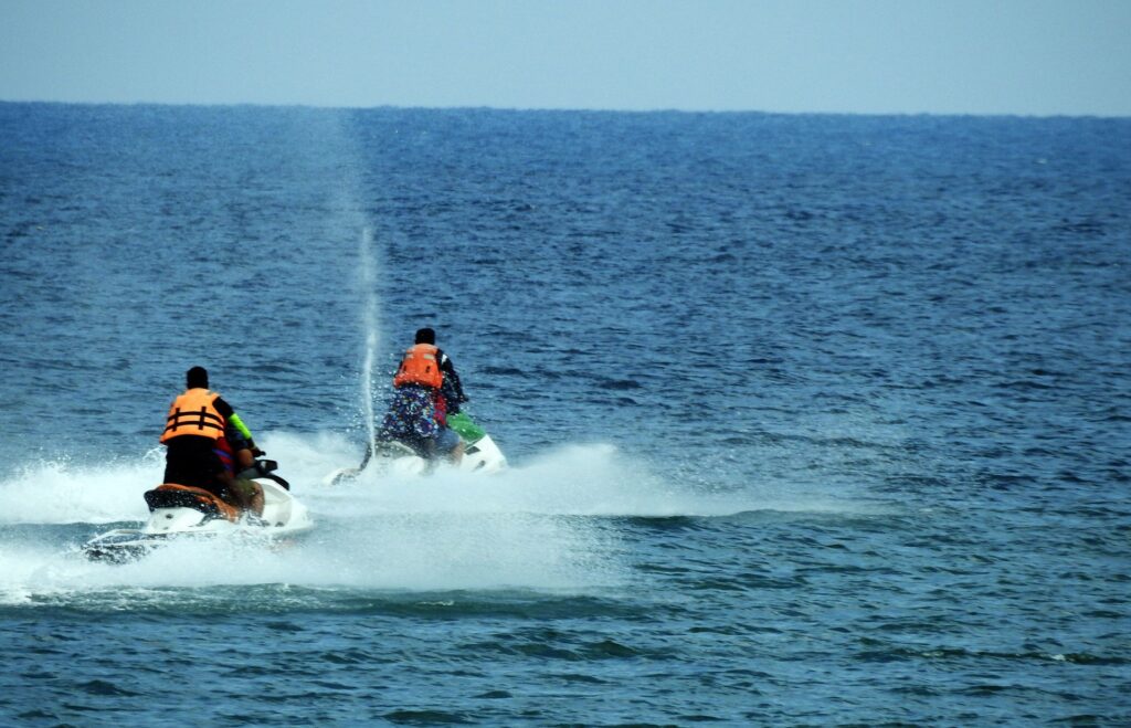 Jet skiing at corbyn's cove beach
